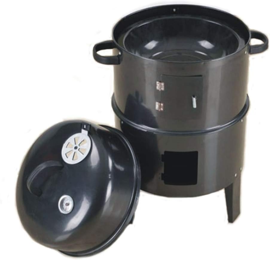 Holzkohle Grill/Bräter/Smoker 3 in 1, Metall, schwarz