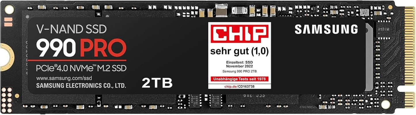 Samsung 990 PRO NVMe M.2 SSD, 2 TB, PCIe 4.0, 7.450 MB/s Lesen, 6.900 MB/s Schreiben