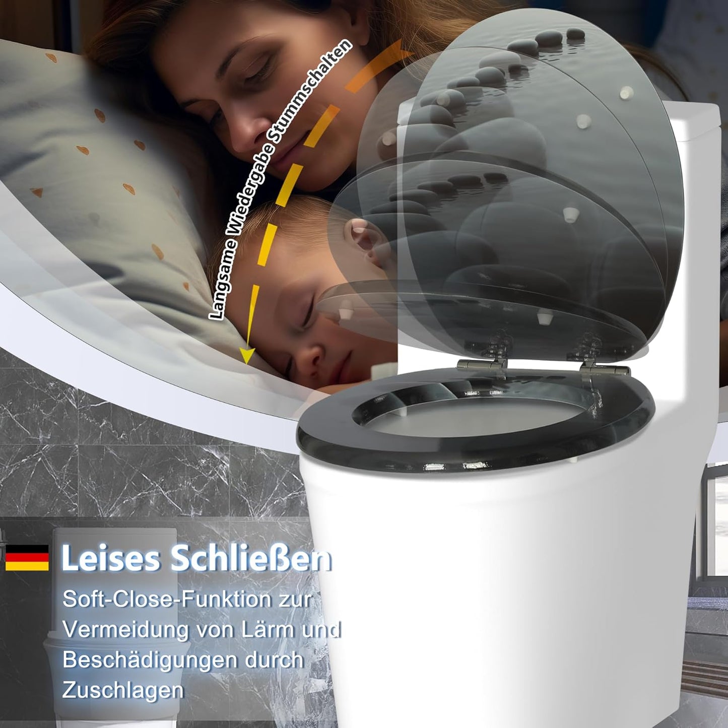 WC-Sitz, Toilettensitz mit Absenkautomatik