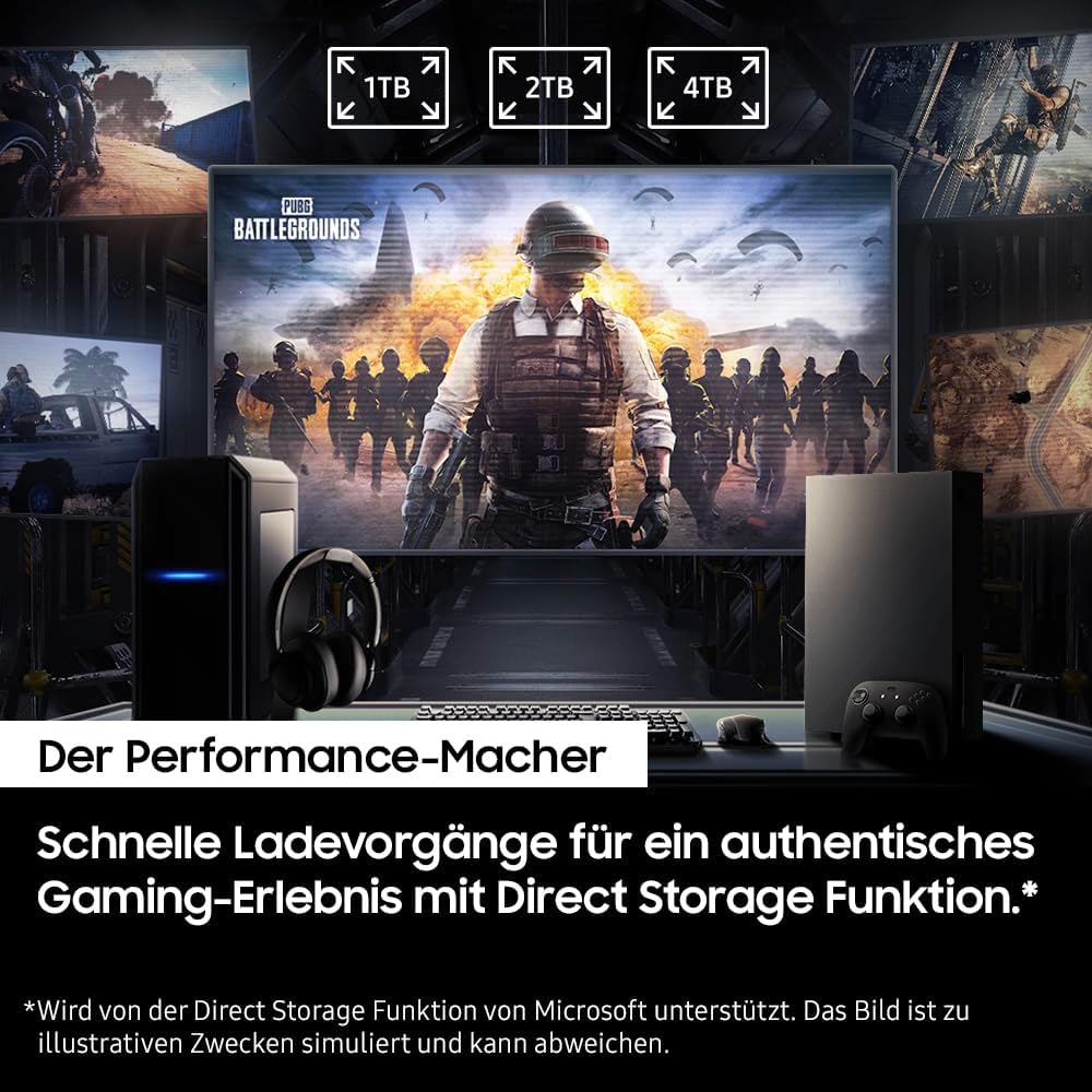 Samsung 990 PRO NVMe M.2 SSD, 2 TB, PCIe 4.0, 7.450 MB/s Lesen, 6.900 MB/s Schreiben