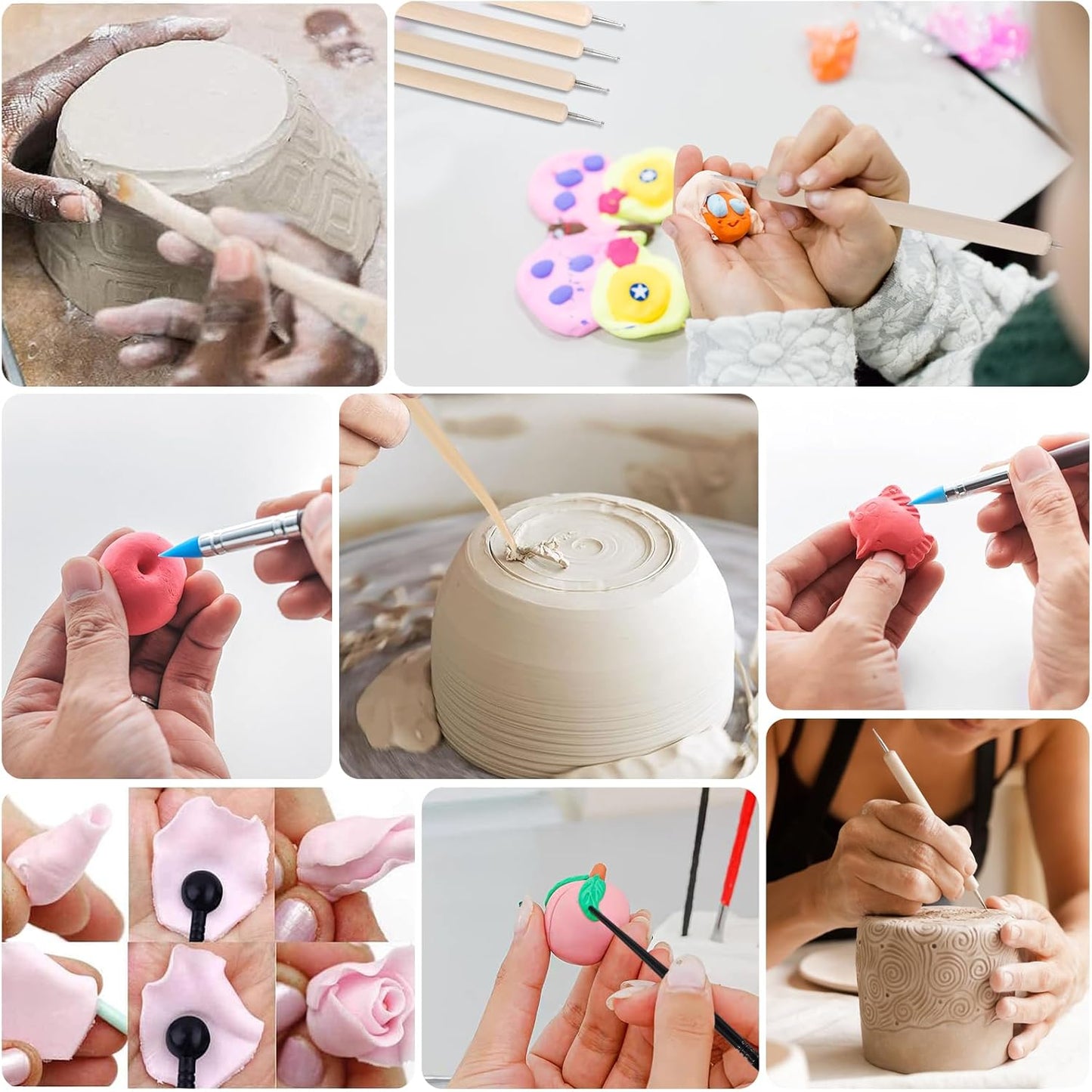 DICLLY 44 Stück Hochwertige Töpferwerkzeug Set - Modellierwerkzeug,Carving Tools,Keramik Werkzeug für Schnitzarbeiten Mit Aufbewahrungstasche,DIY Kunsthandwerk für Töpfer & Anfänger