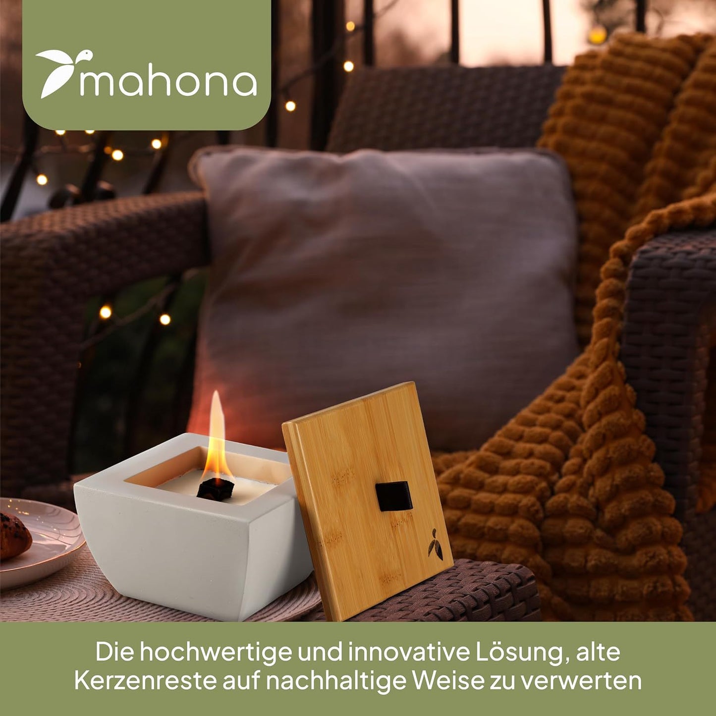 mahona - Tischfeuer mit Dauerdocht / Betonkerze