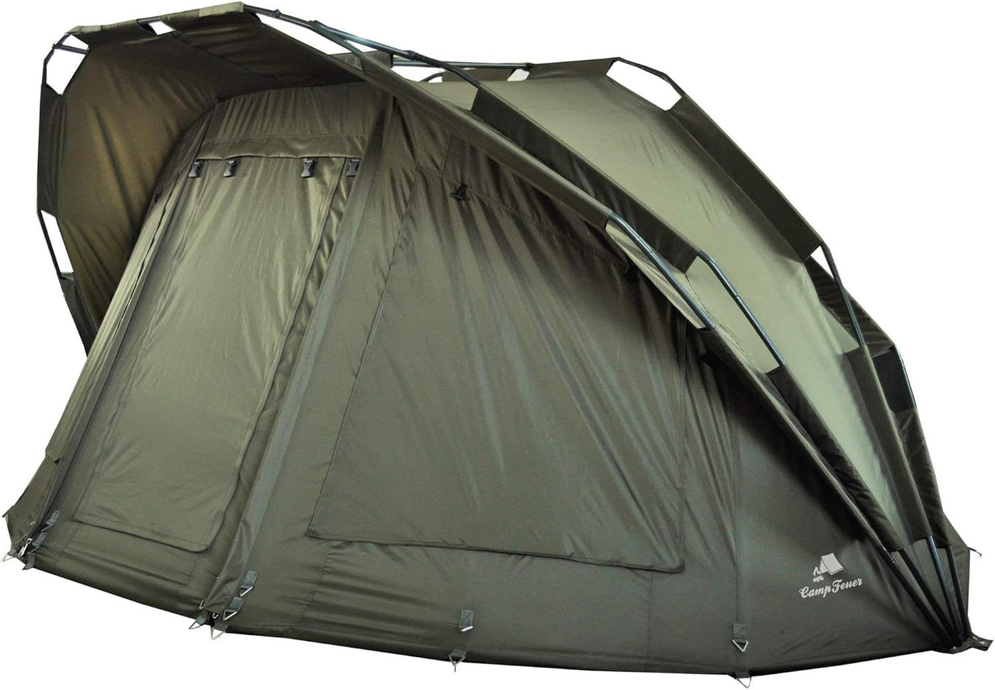 CampFeuer Angelzelt Hurricane AZ11 | 2 Mann Karpfenzelt für Angler mit 10000 mm Wassersäule | wasserdicht | 2 Mann Bivvy Tent Anglerzelt | Fischerzelt mit Boden