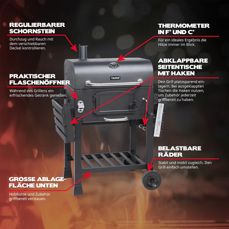 TAINO HERO XL Smoker Charcoal Grill Charcoal Grill Grill Cart (BUY MIX Bargain Fever)