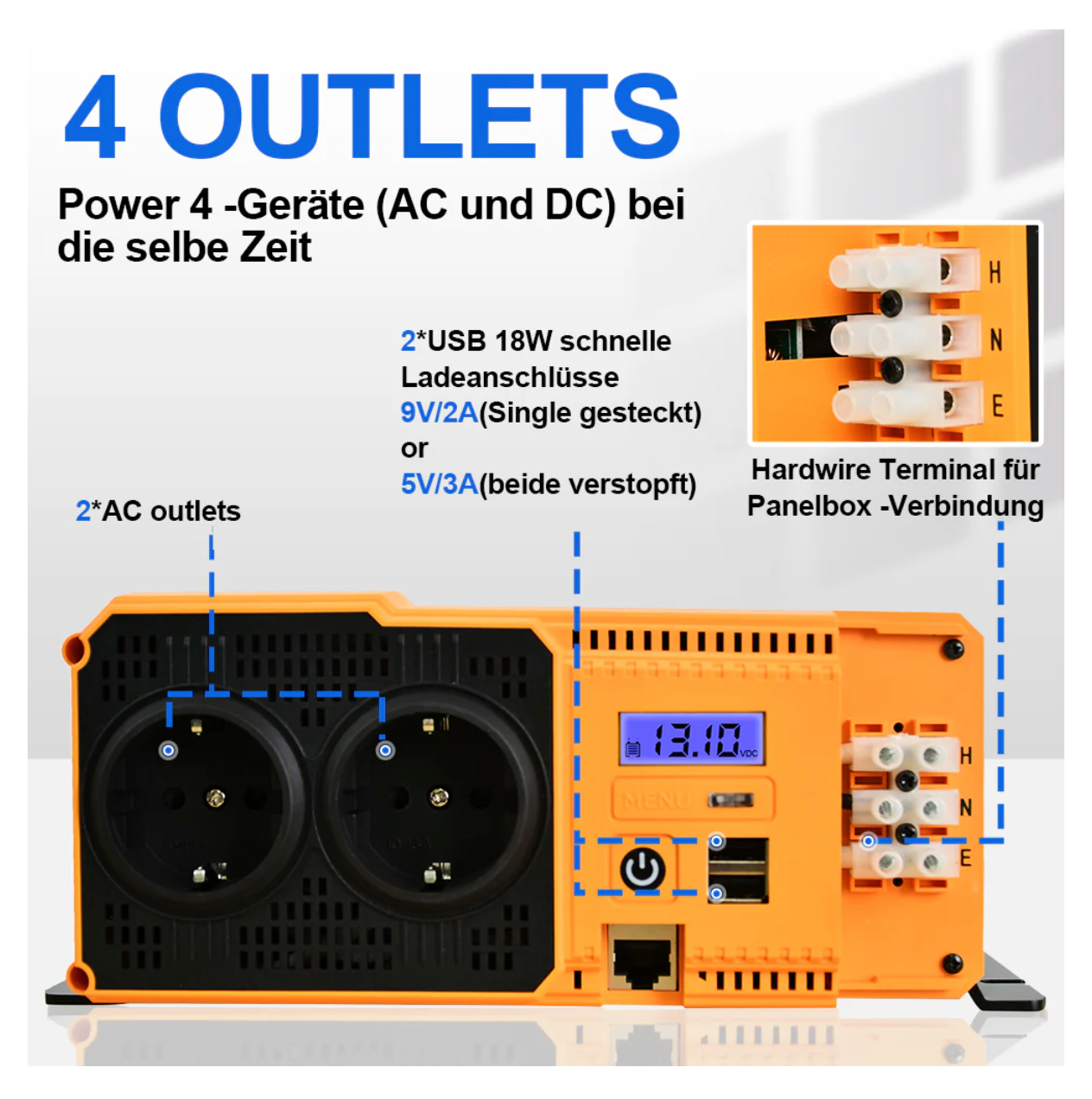ECO-WORTHY - Inverter 12v to 230v, 1100W