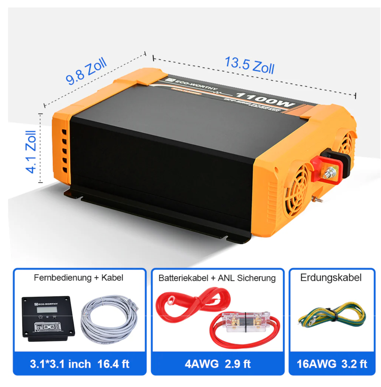 ECO-WORTHY - Inverter 12v to 230v, 1100W
