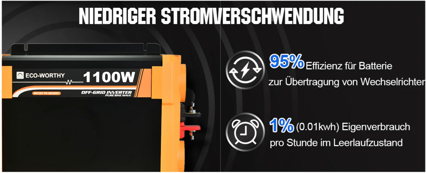 ECO-WORTHY - Inverter 12v to 230v, 1100W