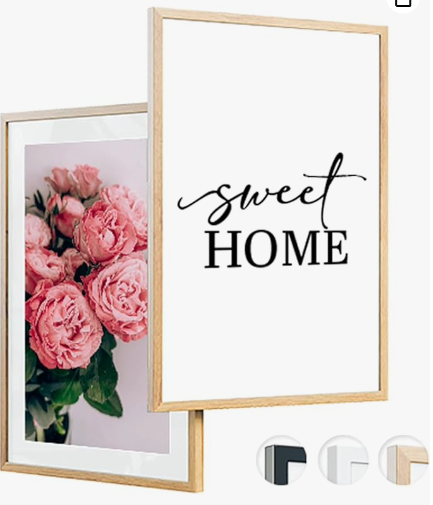 edihome - Bilderrahmen A3, (2 Stück), 29,7 x 42, Holz, Photo Frame, Rahmen din A3, für Diplome, bruchsicheres Acrylglas, für Poster und Bilder, Hoch- und Querformat