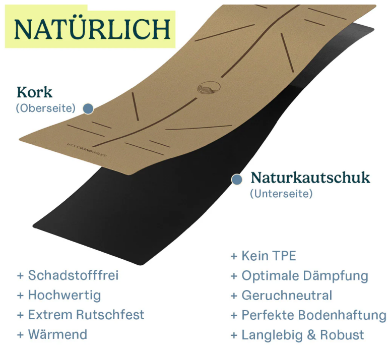 Yogamatte - CorkFlow | professionelle Yoga-Matte | 4mm dick | aus Naturkork hergestellt