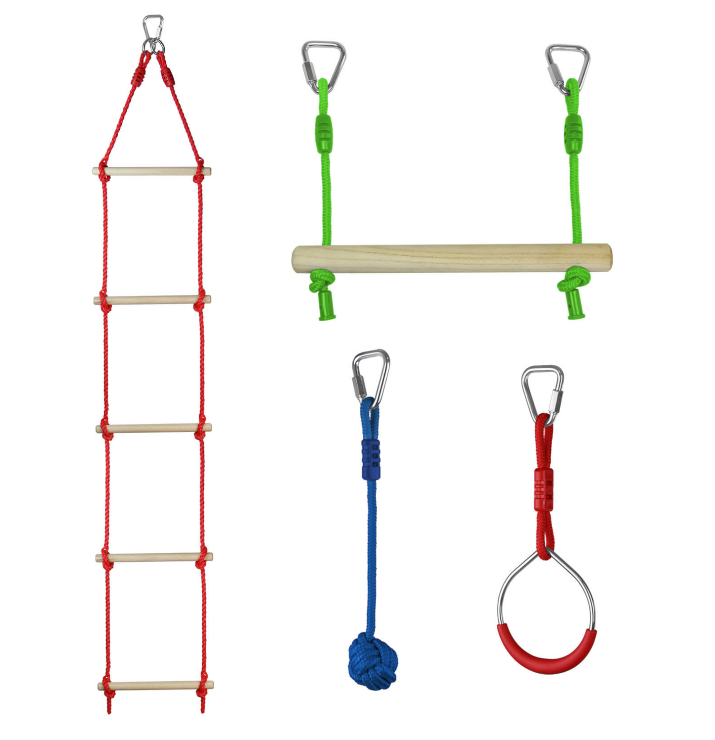 ALPIDEX Ninja Line Slackline Set 15 m für Jugendliche und Erwachsene mit Ringen Seilknoten