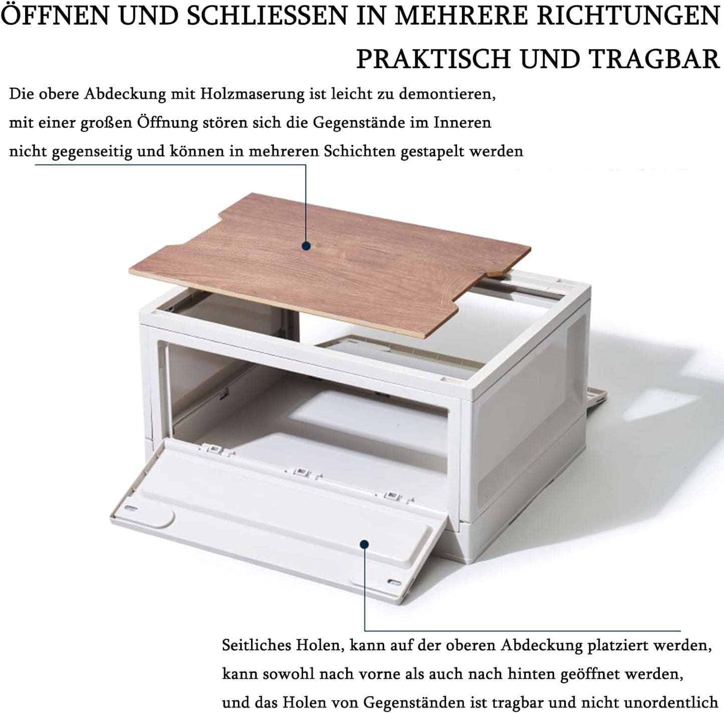 RMAN 2er Set Campingbox 35L Aufbewahrungsbox mit Deckel Picknickkorb Ordnungsboxen mit 4 Rollen Kofferraum Organize Stapelboxen Camping Zubehör für Reisen im Freien, Camping, Familie - Cremeweiß