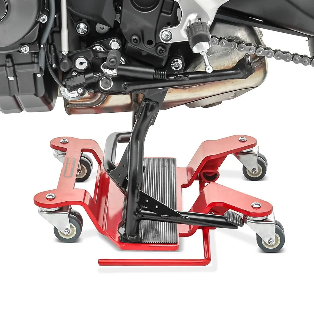 Aide à la manœuvre pour béquille centrale moto ConStands Easy Mover I jusqu'à 300 kg en rouge