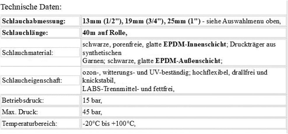 Continental Profi-Wasserschlauch EURO TRIX auf 40m-Rolle 19mm (3/4') - für kommunale Wasserversorgungsbetriebe, Schlauchabmessung Schläuche:19mm (3/4 Zoll)