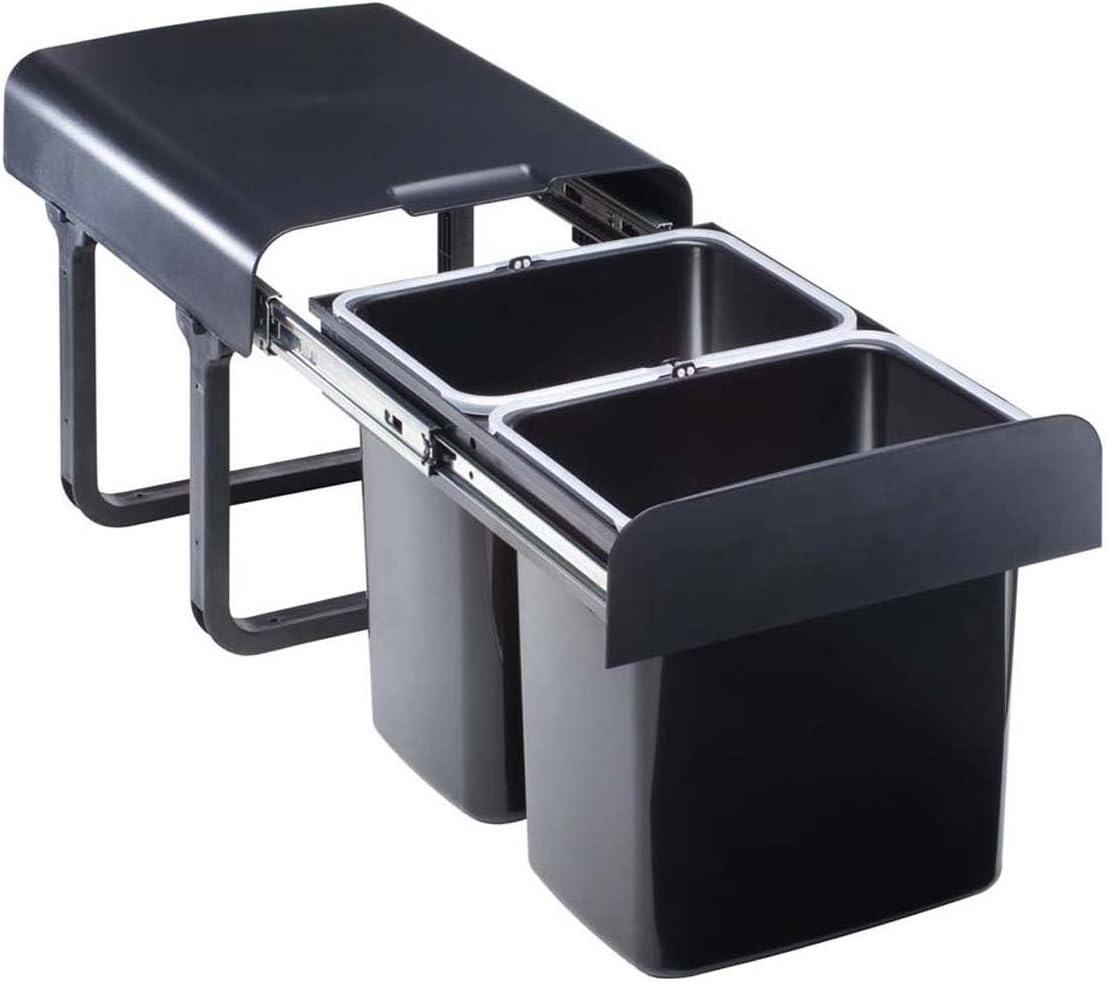 Quellmalz built-in waste bin 2x16 liters black from 40 cm cabinet width full extension waste bin