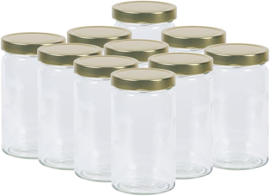 Vitrea 8x tumbler jars 720ml - preserving jars, screw-top jars - jam jars with screw-top lids DEEP TO 82 - Gold - Made in Germany