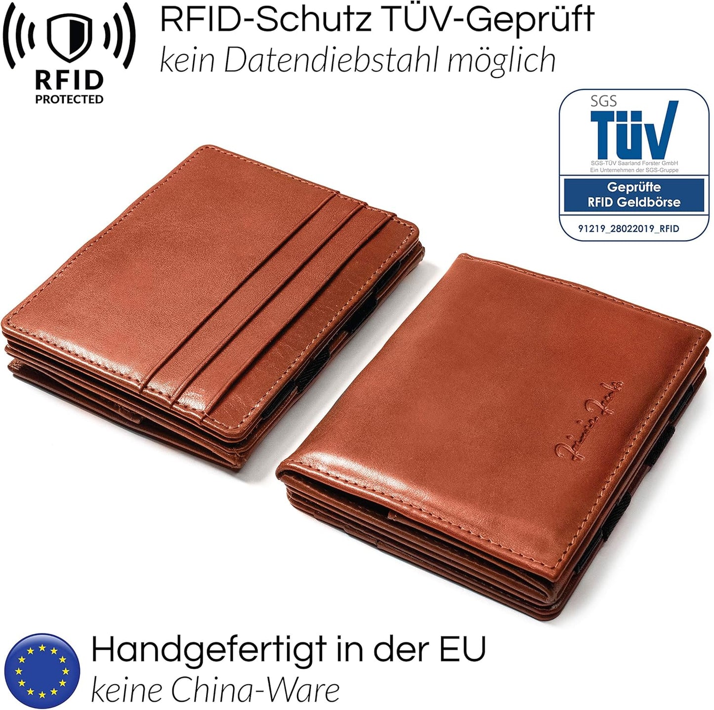 Jaimie Jacobs Flap Boy Das Original Magic Wallet mit Münzfach RFID-Schutz Magischer Geldbeutel Portemonaie mit Kleingeldfach Herren echtes Leder (Dunkelbraun)