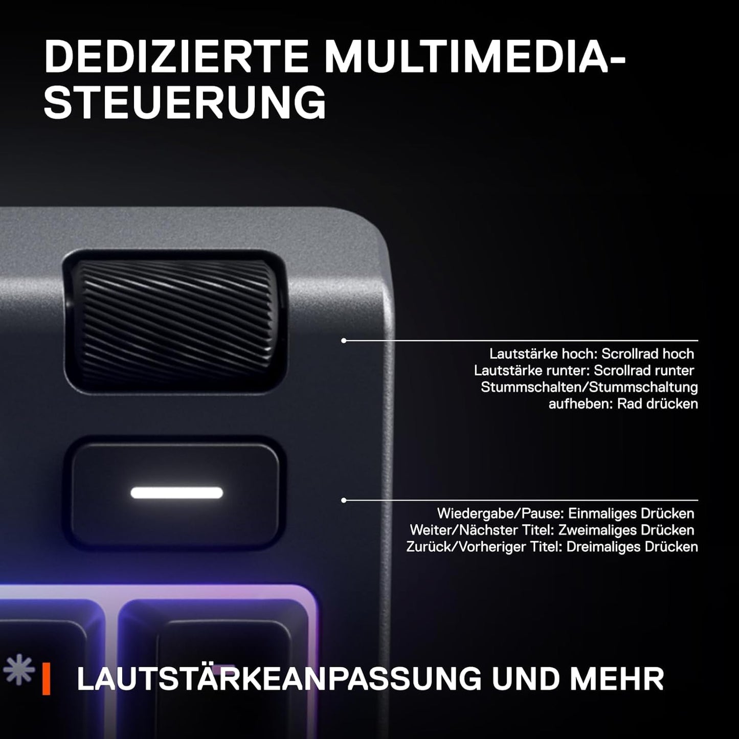 SteelSeries Apex 3 - Gaming Tastatur - 10-Zonen RGB-Beleuchtung - Premium magnetische Handballenauflage - Deutsches (QWERTZ) Layout