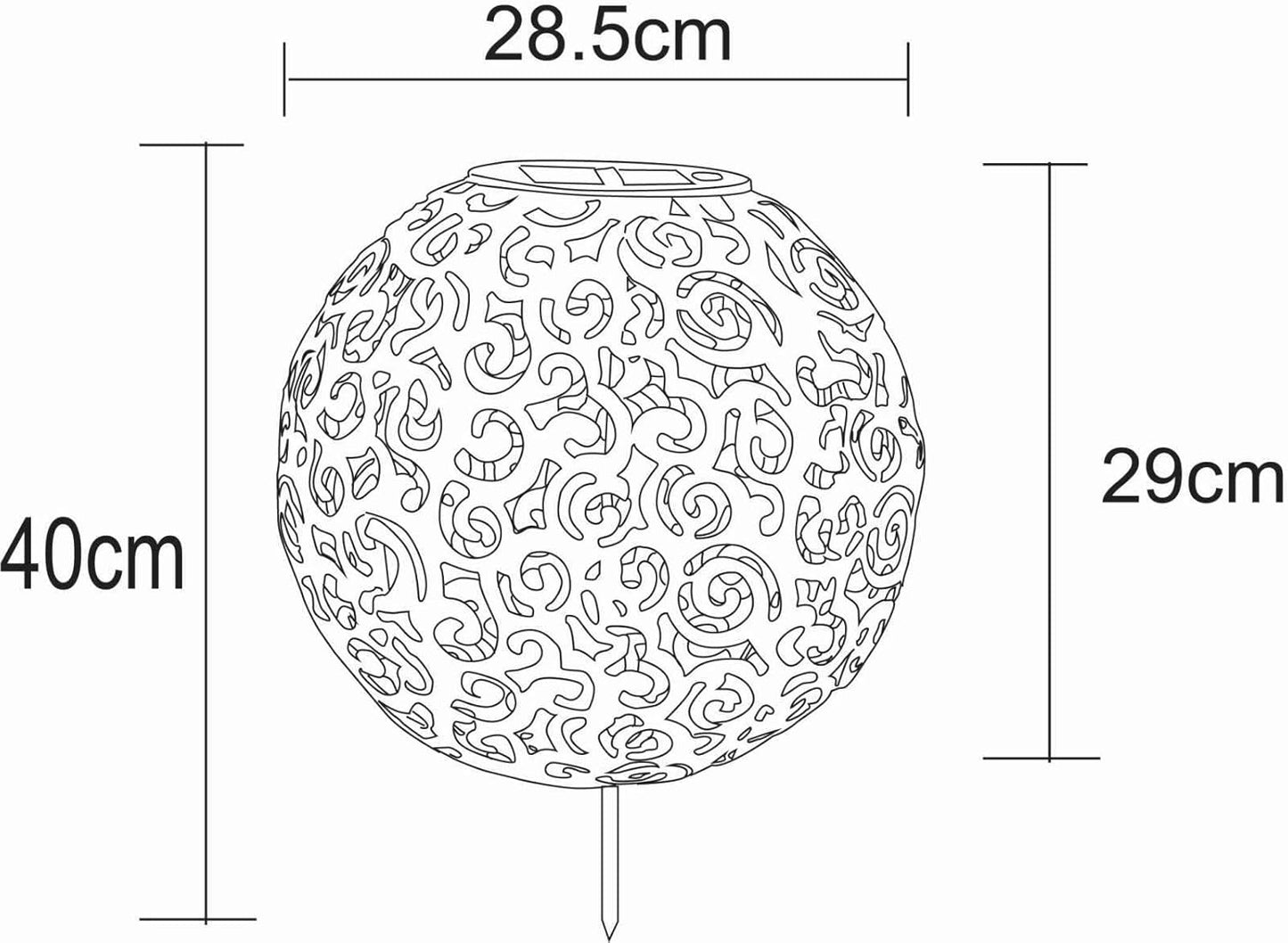 Solarlampe für Außen Garten Kugel Rost Optik - Gartendeko Solar Vintage - Solarleuchte Garten Deko Balkon - Außenlampe LED Solarkugel - Gartenlampe Durchmesser 28 cm