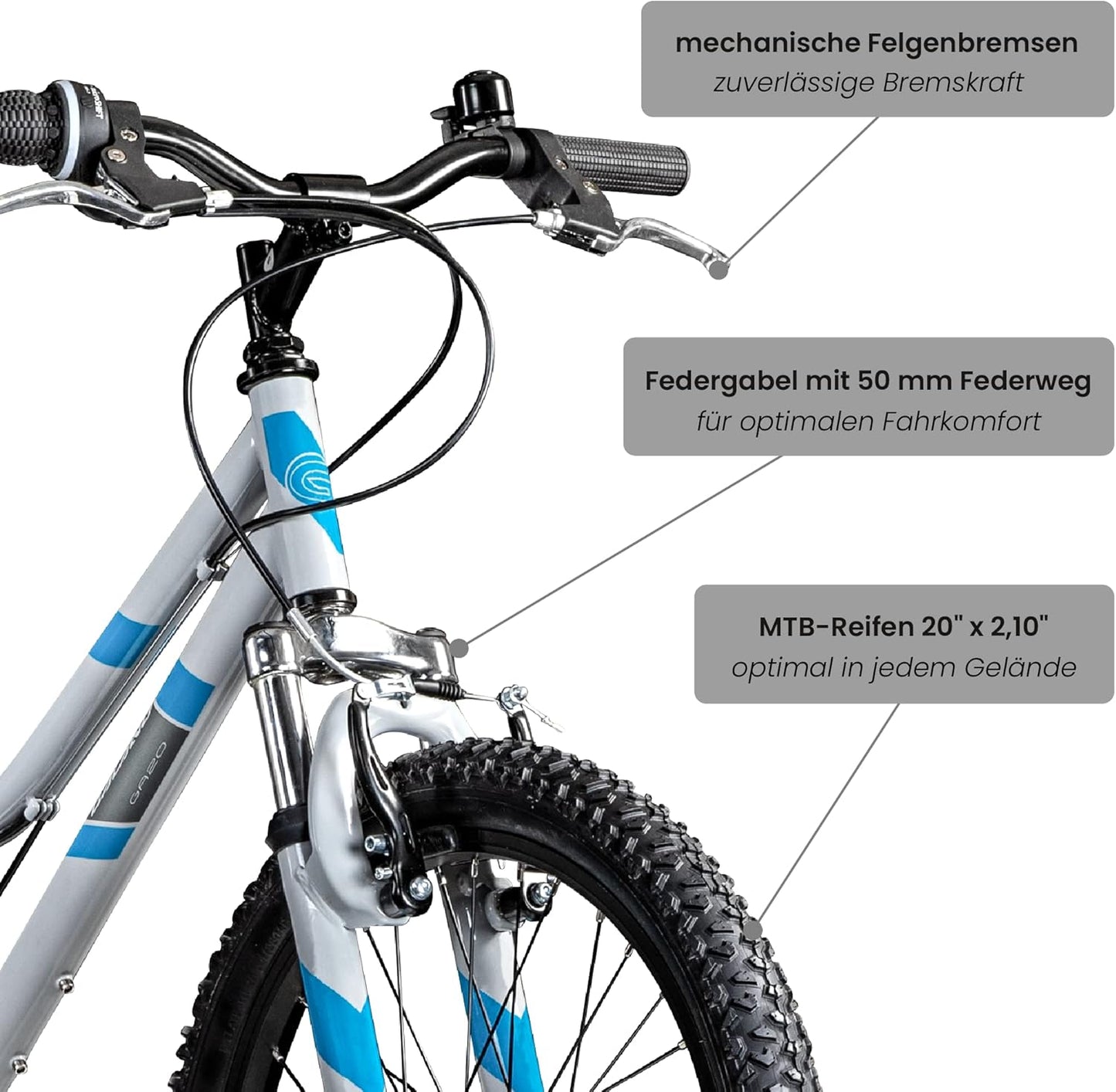 Galano Fahrrad Kinder ab 6 Jahre | Kinderfahrrad 120-135 cm für Mädchen und Jungen mit 7 Gang | 20 Zoll Mountainbike mit Federgabel | leichtes Hardtail Bike | GA20