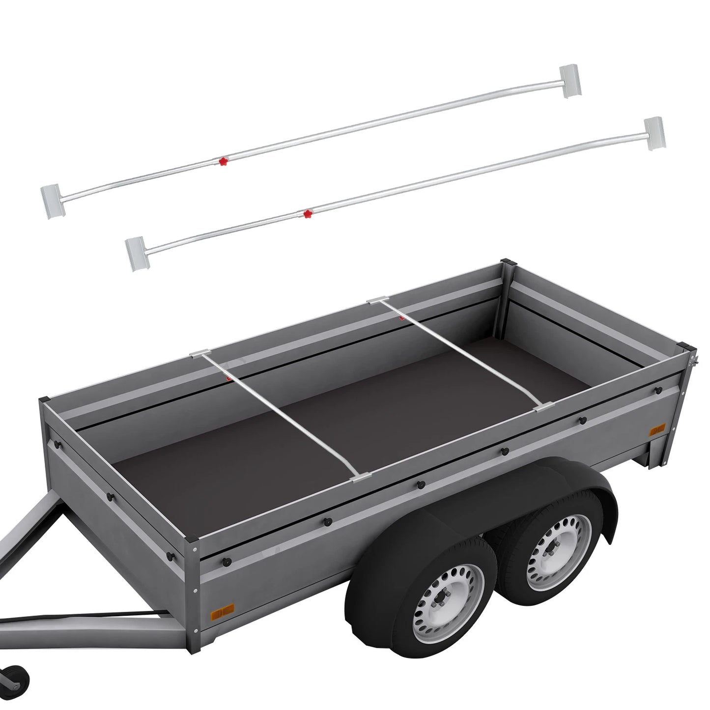 Flat tarpaulin bracket - 2x trailer flat tarpaulin brackets made of aluminum, adjustable 108-146 cm with knob screw