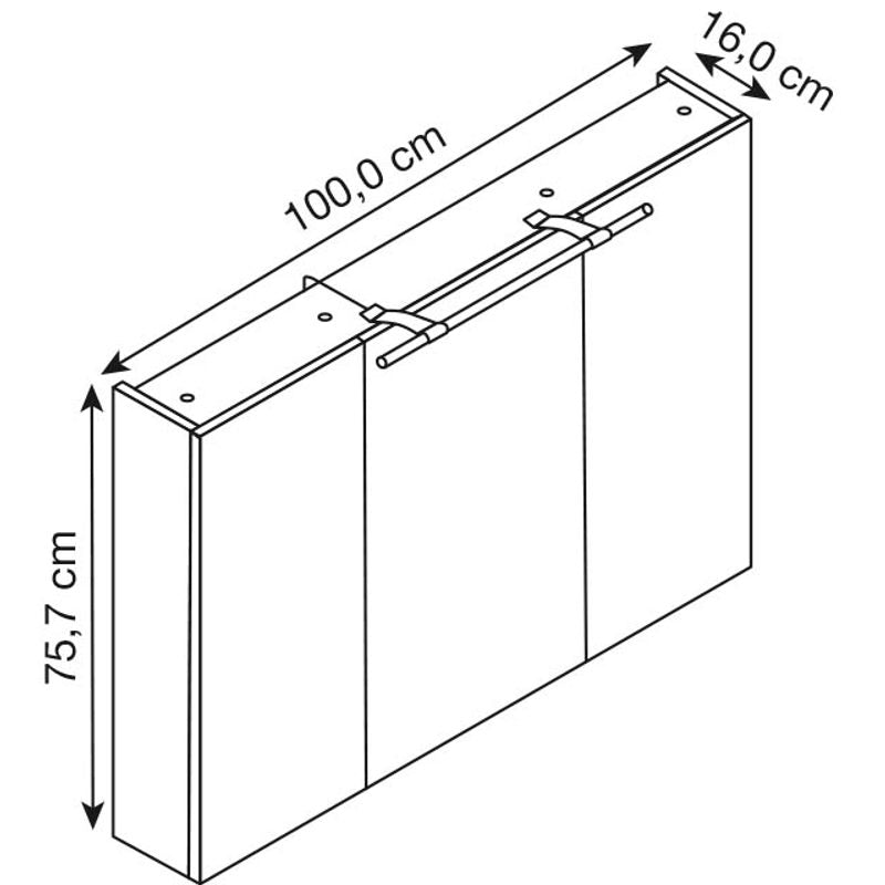 Spiegelschrank Dorina 124889 weiß glanz 100,0 x 16,0 x 75,7 cm (Alibert)