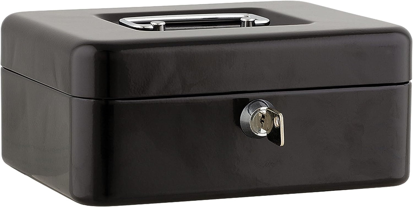 SAX cash box 20x16x9 cm, 5-compartment coin insert, BLACK