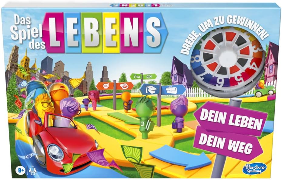 Hasbro Das Spiel des Lebens, Brettspiel für die ganze Familie für 2 – 4 Spieler, für Kinder ab 8 Jahren, enthält Bunte Stifte