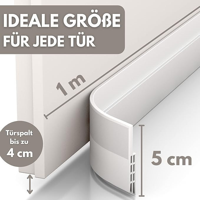 Vellure® Door Seal Draught Excluder for Doors - NEW Premium Self-Adhesive Door Seal (Save Energy - Quick & Easy to Install) Door Draught Excluder Ideal as Soundproofing, Cold Protection (White)