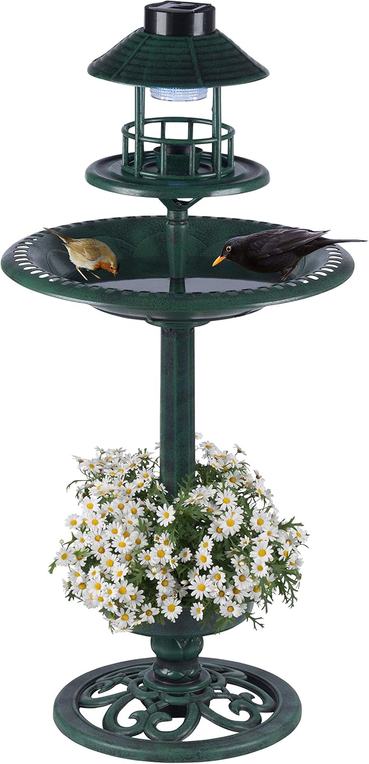 Outdoor Vogel Brunnen Tränke hotel solar licht LED 110cm
