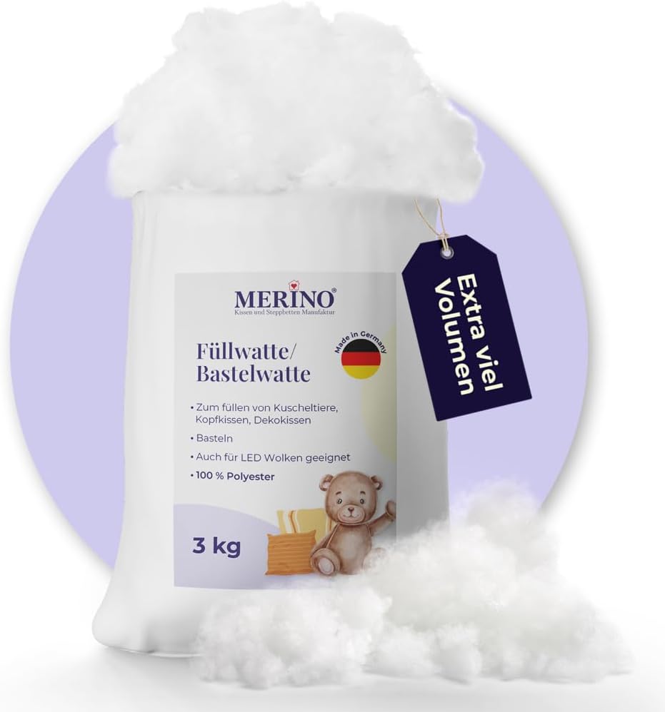 Merino® - Füllwatte 3 Kg Beutel - Füllmaterial Watte aus 100% Polyester