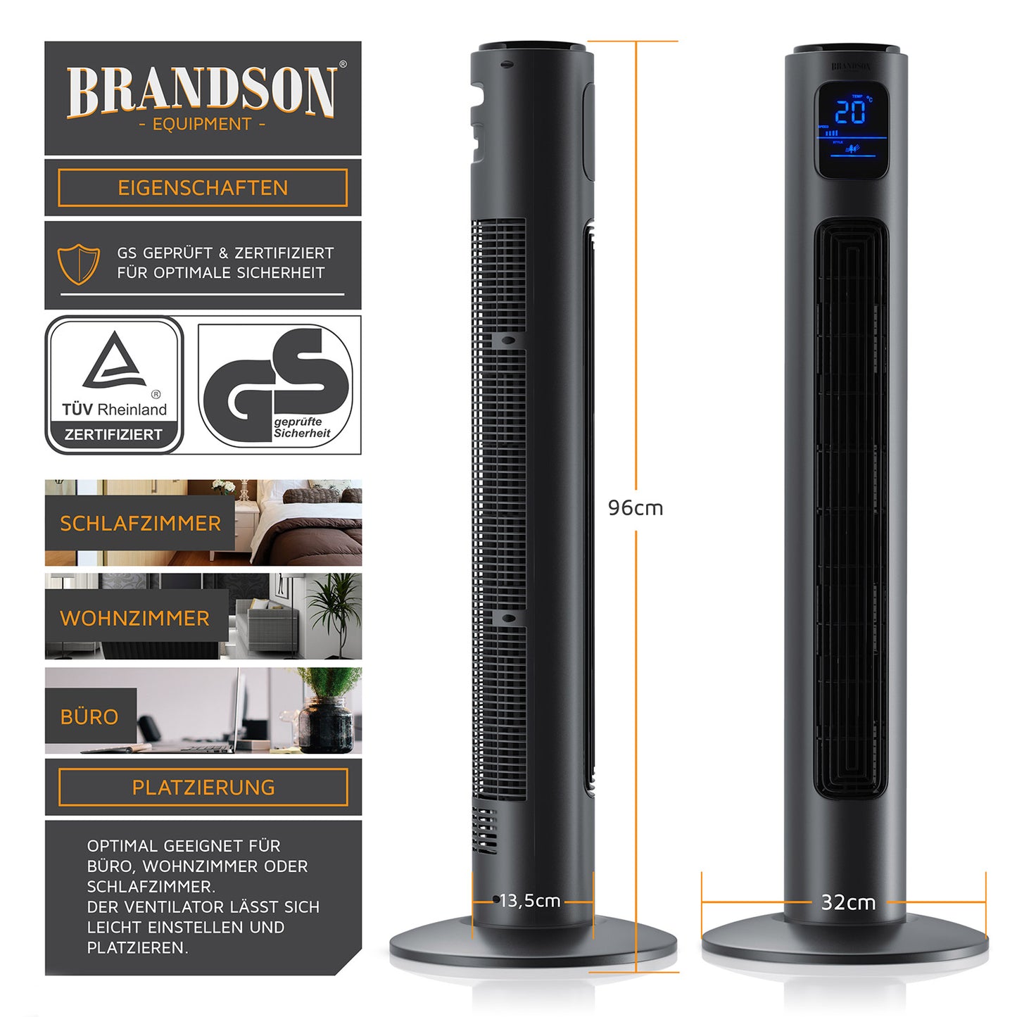 Turmventilator von Brandson - anthrazit