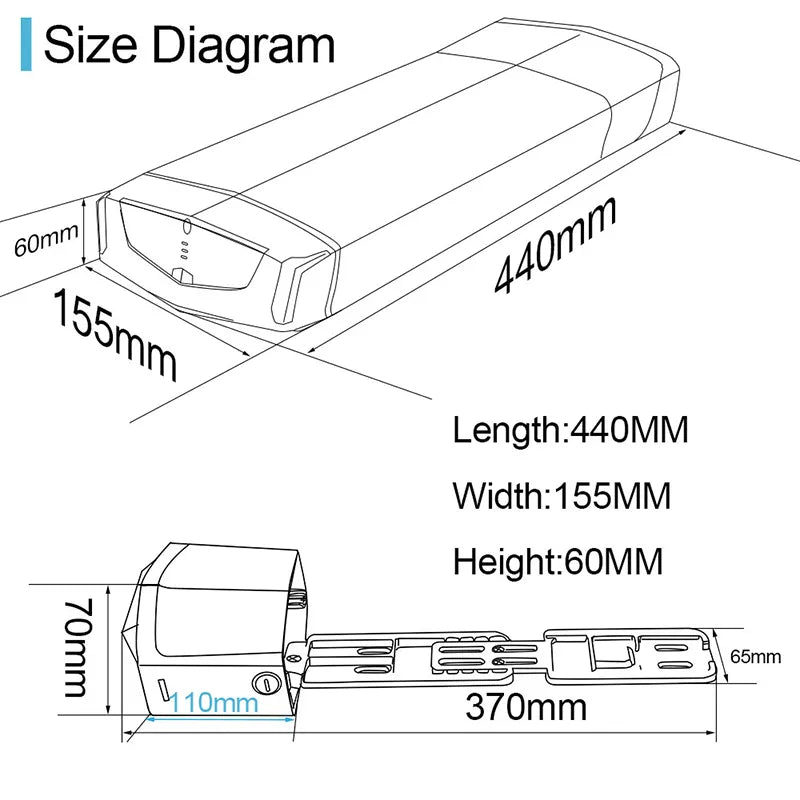 eBike battery with luggage rack