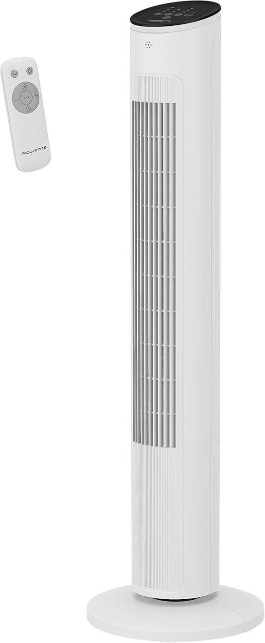 Rowenta VU6871 Eole Ultra Turmventilator | geräuscharm mit nur 52 dB(A) | Energieeffizienz | Fernbedienung | 60° horizontale Oszillation | Timer | Weiß