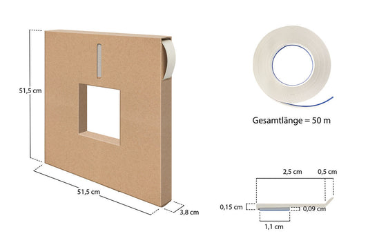 Kunststoff-Flachleiste 50m Rolle, selbstklebend, weiß (30mm x 1,5mm)