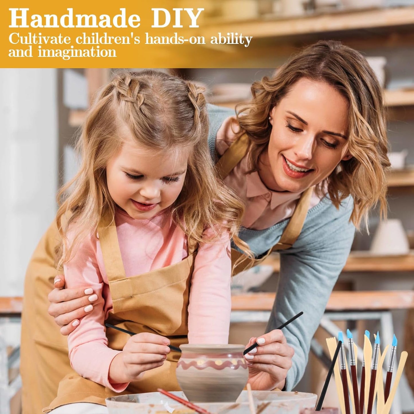 DICLLY 44 Stück Hochwertige Töpferwerkzeug Set - Modellierwerkzeug,Carving Tools,Keramik Werkzeug für Schnitzarbeiten Mit Aufbewahrungstasche,DIY Kunsthandwerk für Töpfer & Anfänger
