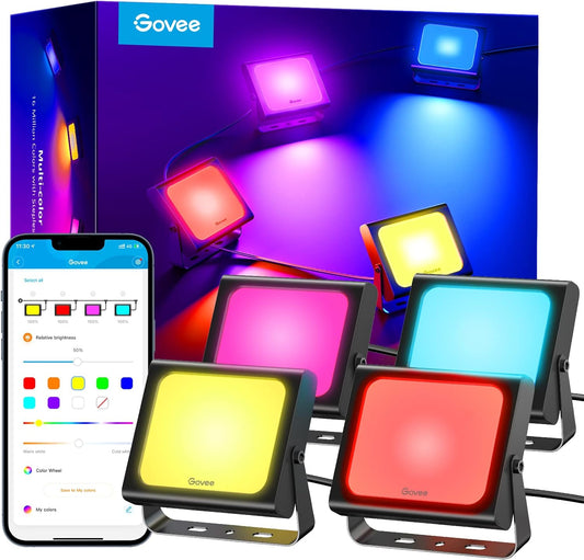 Govee Außenleuchten, Flutlichter Uplight 2 in 1, LED Niederspannung Landschaftsbeleuchtung, IP65 Wegeleuchten mit App-Steuerung, Garten Höfe, verdrahtet, 4 Stück