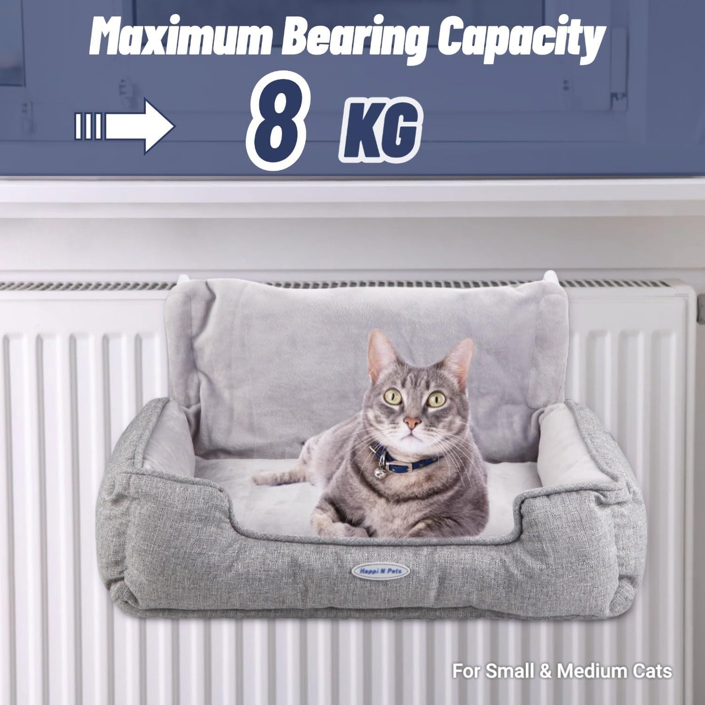 Happi N Pets - Katzenbett für Heizung, kuschelige Katzenliege/Katzenhängematte, verstellbar