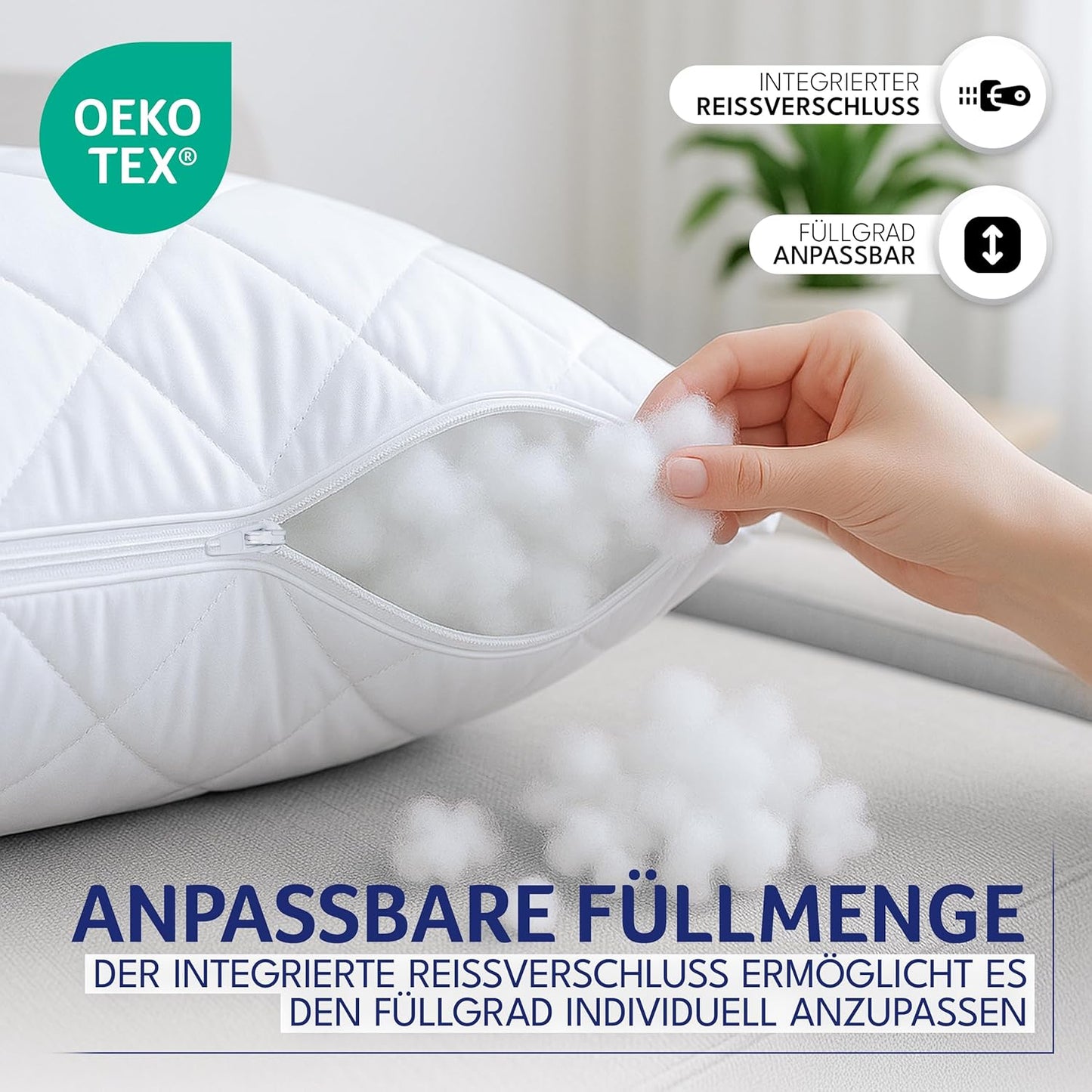 Gentle North Kopfkissen (30x30 cm) - 2er-Set mit Reißverschluss für Füllung