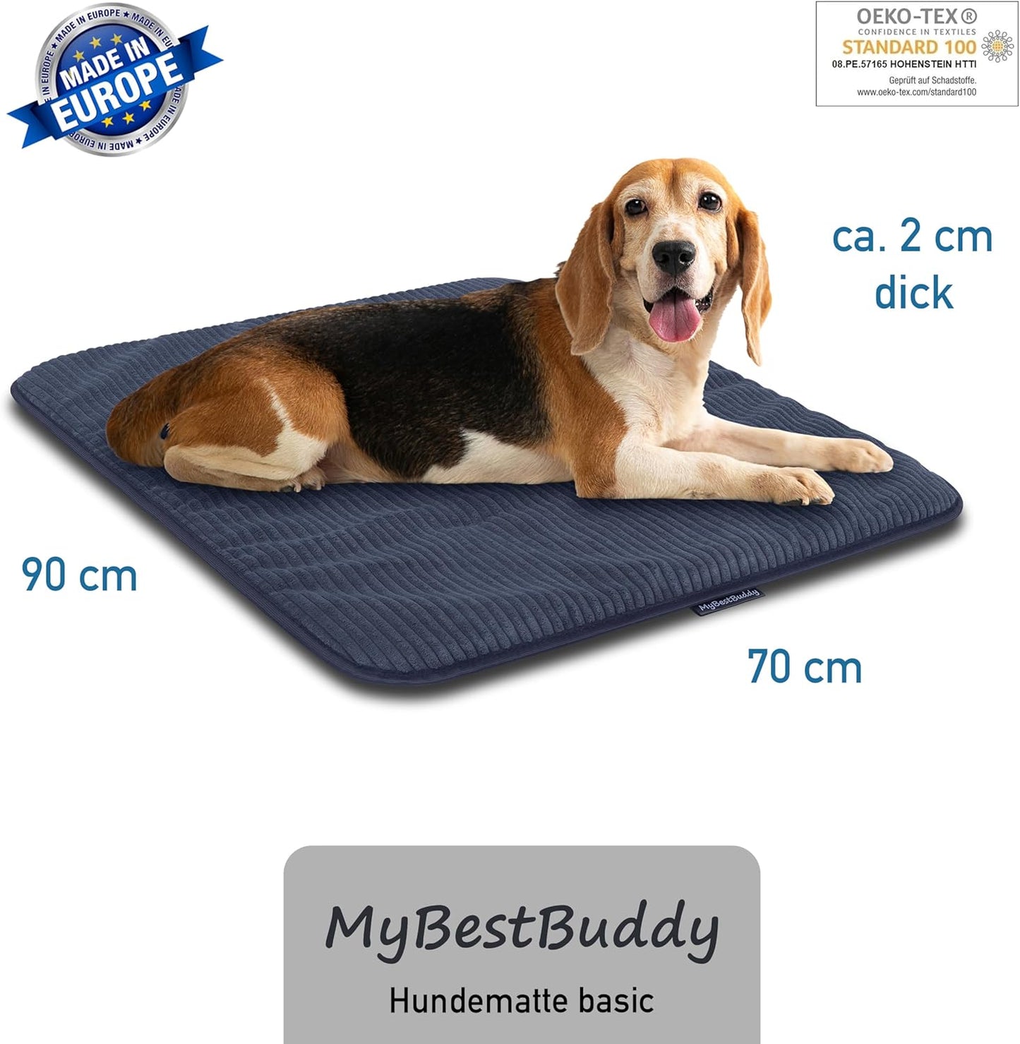 Best Buddy, Hundematte 90x70 cm, weicher Stoff extra für Haustiere, grau