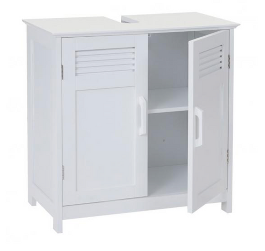 Washbasin cabinet HWC-A85, bathroom cabinet 60x60x30cm, white