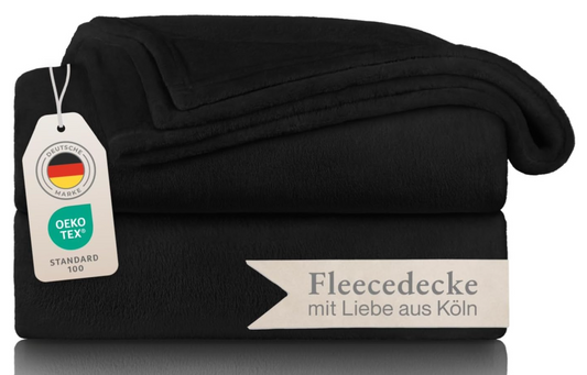 BLUMTAL Fleecedecke 270x230 cm - Oeko-Tex zertifizierte Kuscheldecke - Wohndecke 270x230 cm - Schwarze Decke - Wohn- & Kuscheldecke - Microfaser Decke - Wohndecke Kuscheldecke 270x230 cm - Schwarz