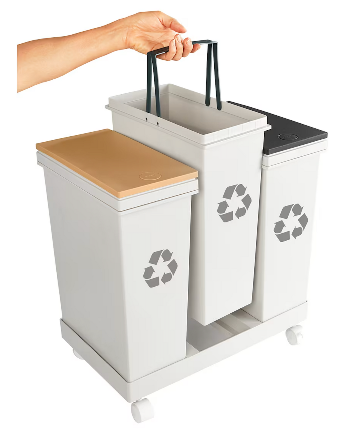Mülltrennsystem "Genial", 3 Fächer je 20 l braun