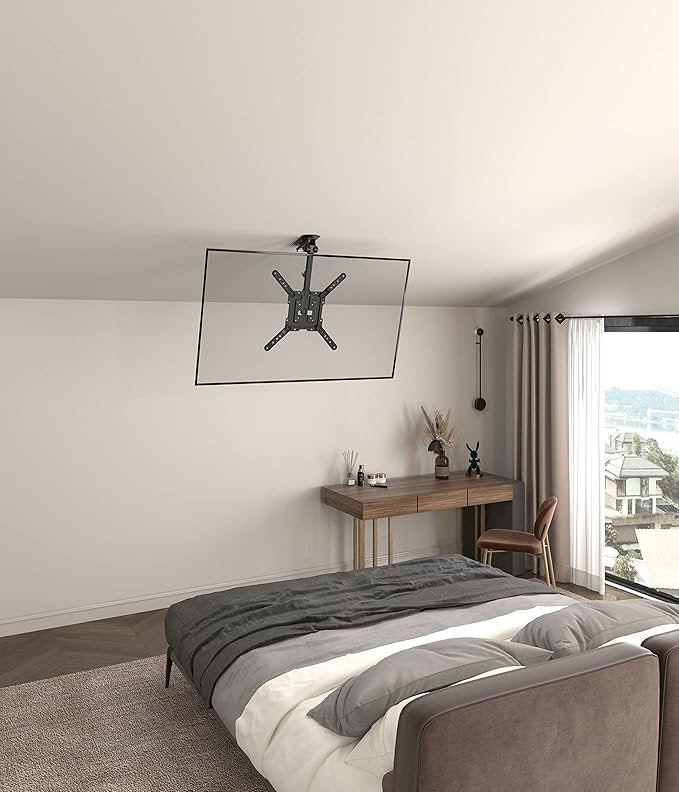 HALTERUNGSPROFI Premium TV ceiling mount, tiltable up to 105° for sloping ceilings, height adjustable, max. load capacity 20 kg, max. VESA 200x200, up to 43 inches CM422M