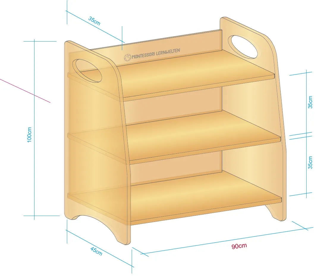 Montessori-Regal aus Holz - abwischbare Premiumqualität