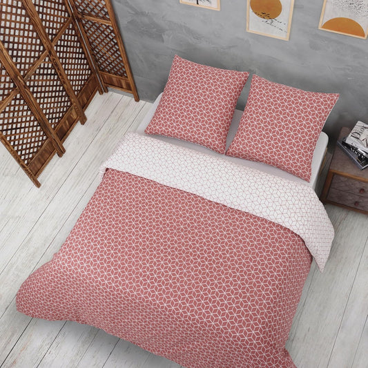 Vency bed linen 240x220 3-piece dark orange - Oeko-TEX 80% cotton &amp; 20% polyester, 1x duvet cover with zipper + 2x pillowcases 65x65 cm with envelope closure, puzzle model