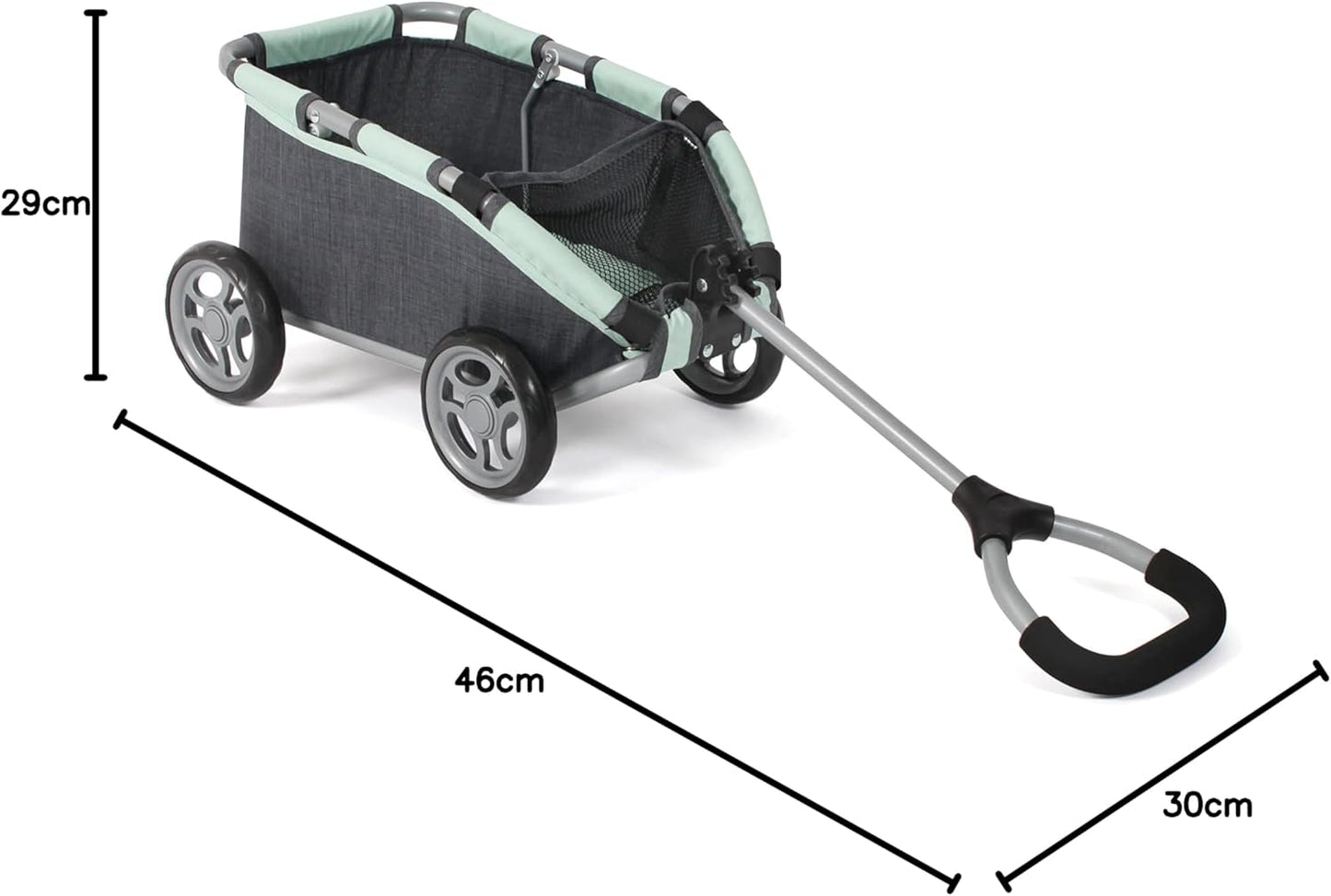 Bayer Chic 2000 - Ziehwagen Skipper, Kleiner Bollerwagen für Teddys, Puppen und Spielzeug, dunkelgrau, Melange Anthrazit, Mint, 660-67
