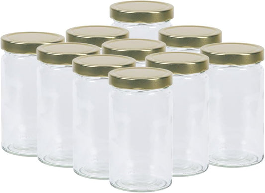Vitrea 8x tumbler jars 720ml - preserving jars, screw-top jars - jam jars with screw-top lids DEEP TO 82 - Gold - Made in Germany