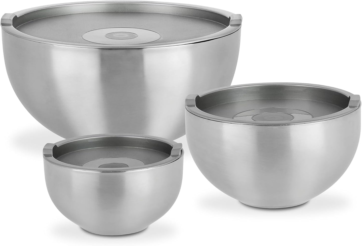 GSW 824019 THERMO BOWL set with plastic lid, 6 pieces, stainless steel, silver