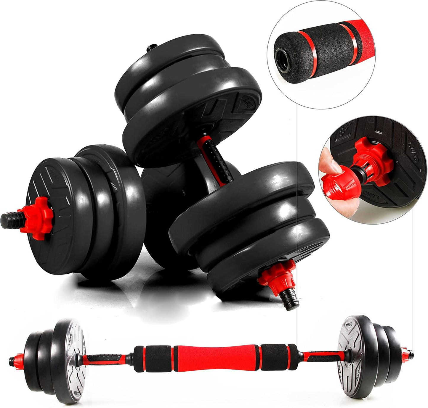 CCLIFE dumbbell set of 2 dumbbells, barbells, adjustable 20 kg dumbbell set, professional dumbbell with connecting steel tube weights