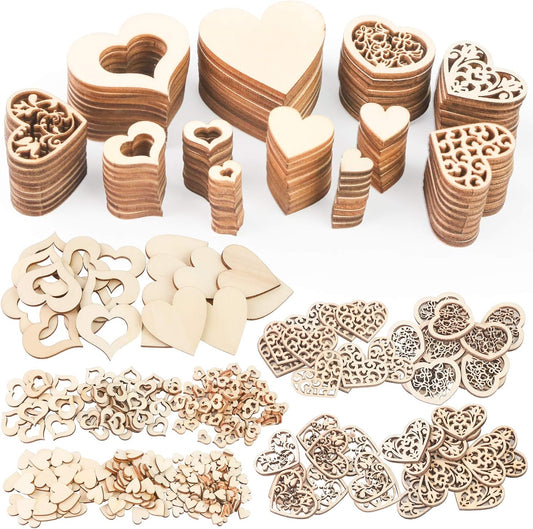 Holzherzen Deko, 550 STK. Holzscheiben Herz Streudeko zum Basteln DIY für Hochzeitsdeko Tisch Weihnachten Geburtstag Taufe Valentinstag Geschenkanhänger